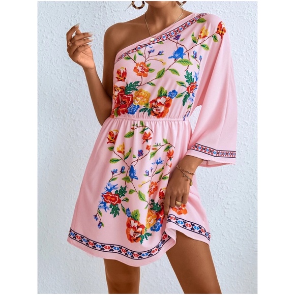 022 Bohemian Floral Print One Shoulder Dress - Picture 9 of 9